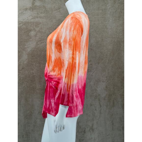 Soft Surroundings Top Womens Medium Orange Ombre Tunic Knit Modal Beachy Boho - Picture 4 of 10